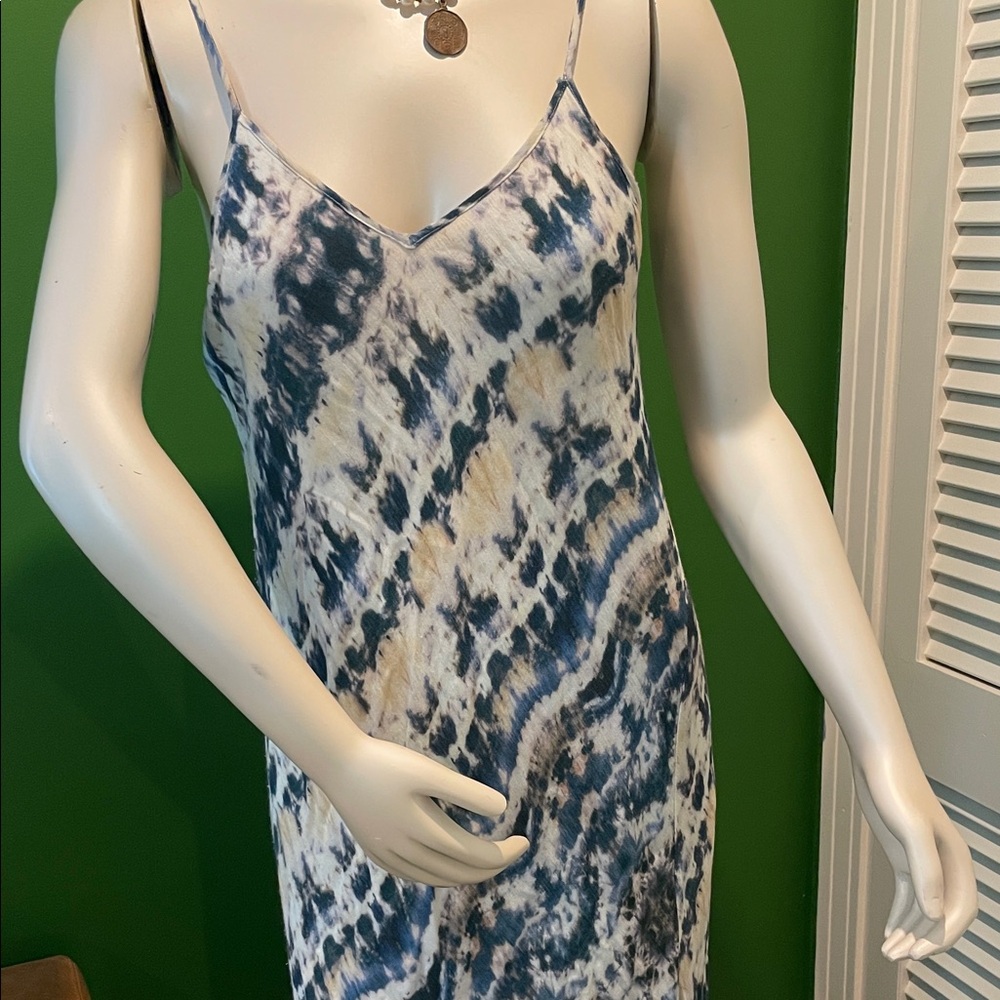 Dear John Blue and White tie-dye Maxi Slip Dress